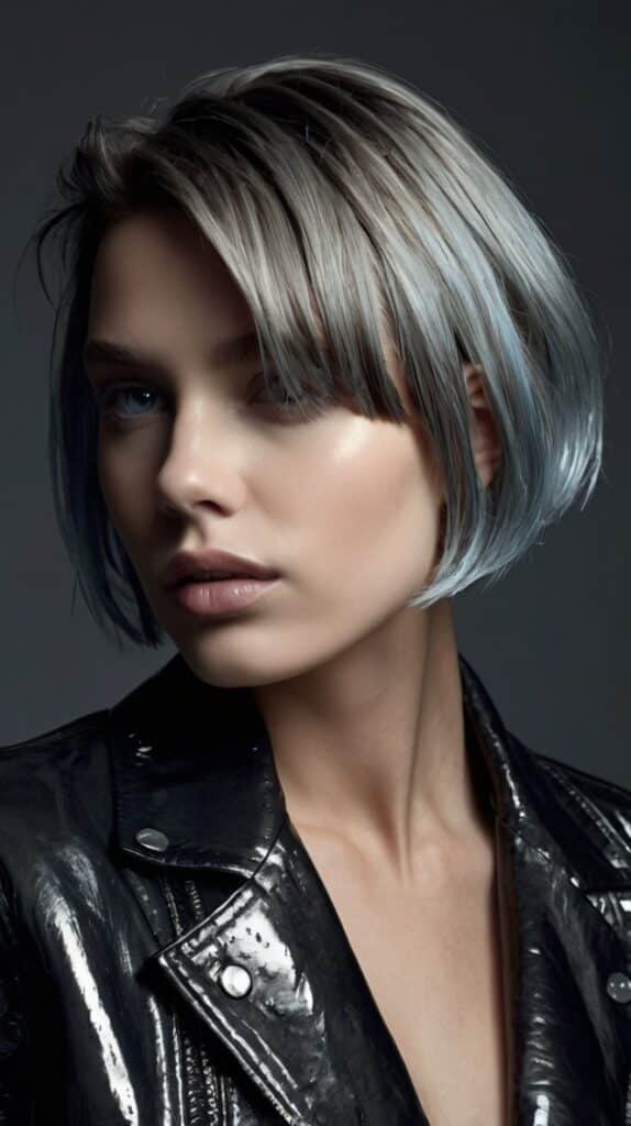 The Wet-Look Blunt Bob
