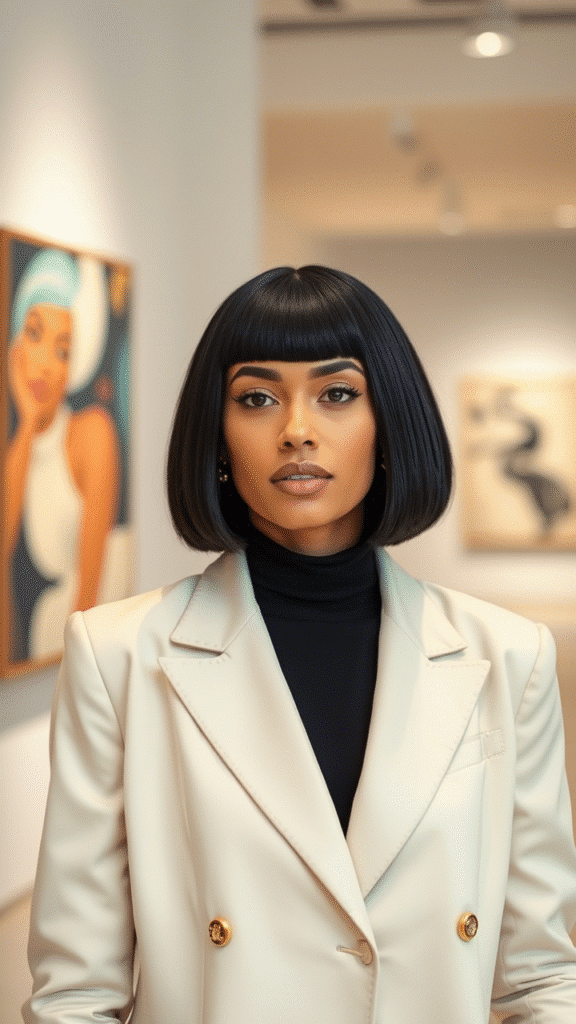 Blunt Lob with Micro-Bangs