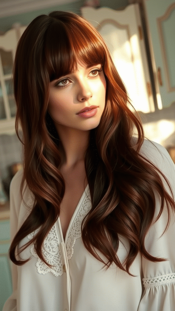 Long Layers with Curtain Bangs