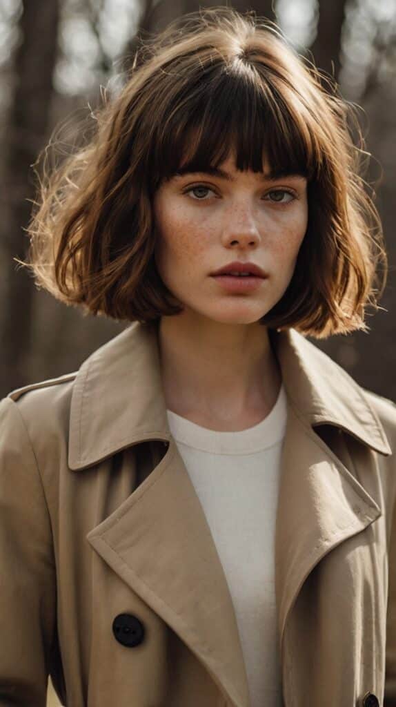 Blunt Chin-Length with Curtain Bangs
