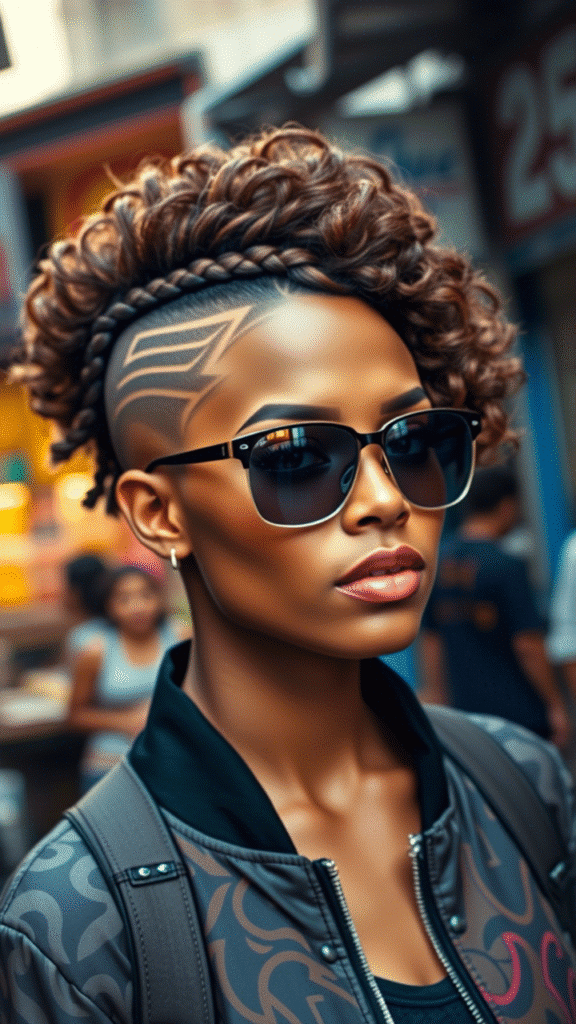The Mohawk Fade with Shaved Designs