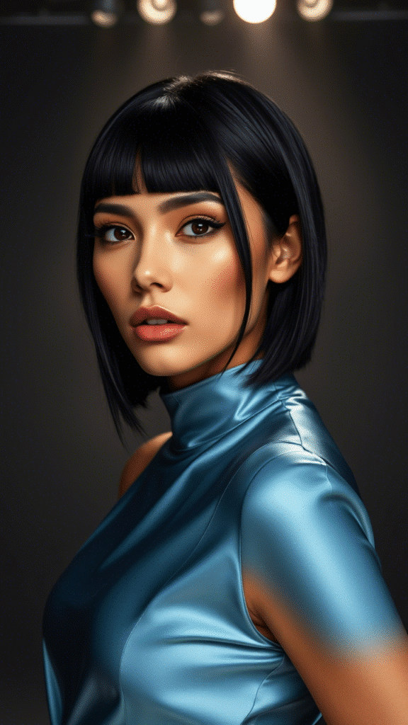 Chin-Length Wet Look