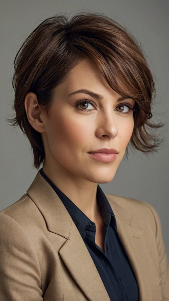 The Layered Pixie with Long Bangs