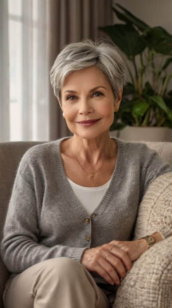 The Softly Layered Mature Pixie