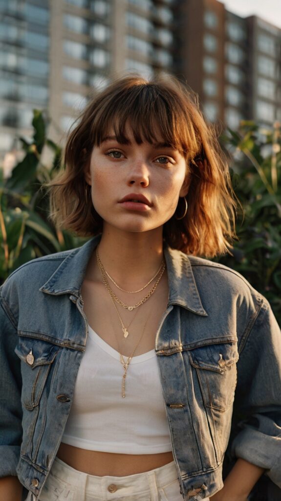 Textured Bob with Curtain Bangs