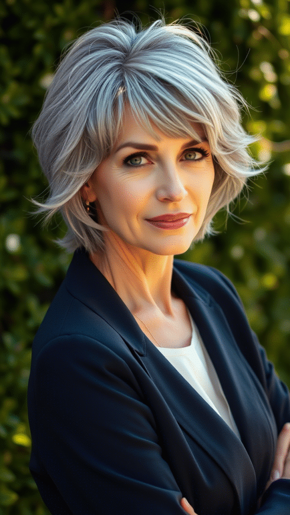 The Sophisticated Salt-and-Pepper Bob Shag
