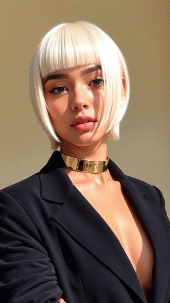 The Blunt Bob with Curtain Bangs