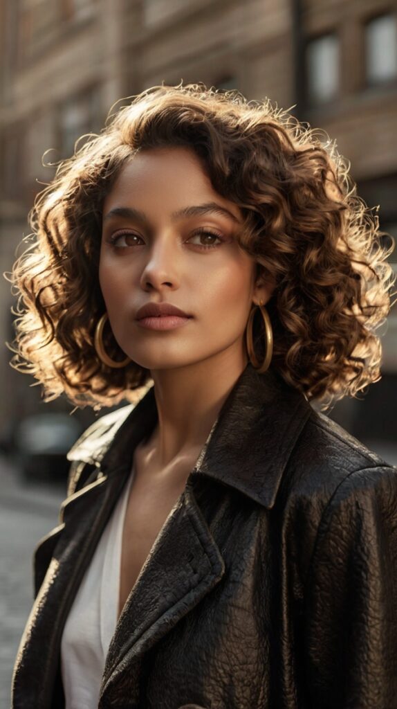 The Textured Curly Bob with Side Part