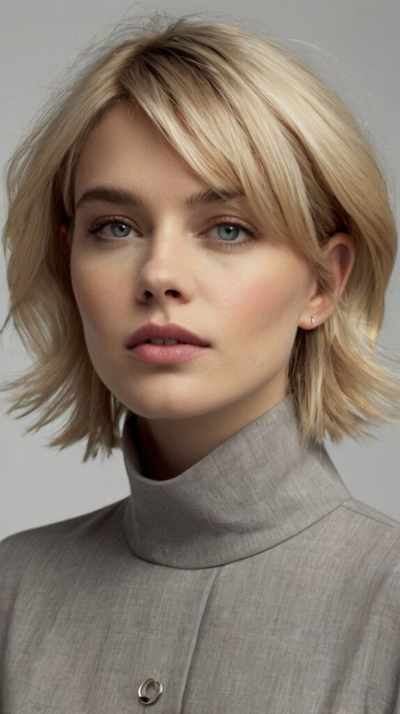 Platinum Blonde Shag with Micro Bangs