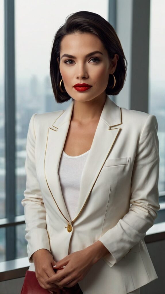 Slicked-Back Chin-Length Style